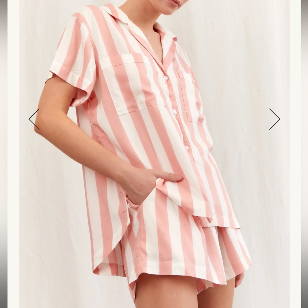 Piyama Abigail Sleep Set Striped Peachy Pink‎ XS Bridesmaid Comfy Lounge NWT